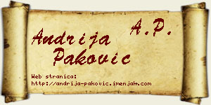 Andrija Paković vizit kartica